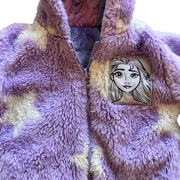 Disney Frozen Girls Snow Jacket 2 in 1 Reversible Winter Fleece Kids 3T - Picture 6 of 8